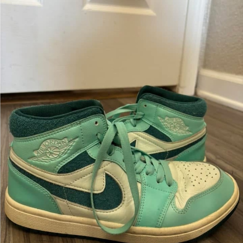 Nike Air Jordan Mint Green and Cream Sneakers